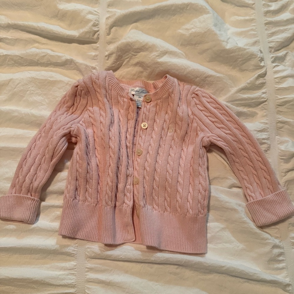 Ralph Lauren Light Pink baby Cable Knit Cardigan